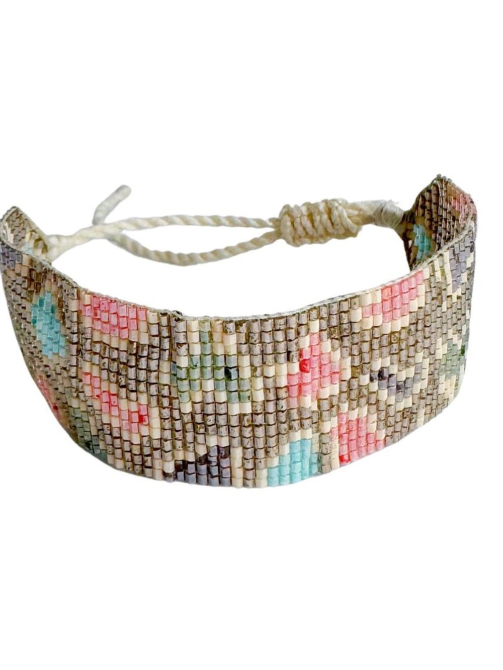 POWDER BEADED GOLD LEOPARD BRACELET
